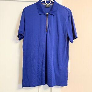 Paul Smith Polo Shirt Short Sleeve Quarter Zip Blue Size M 100% Cotton